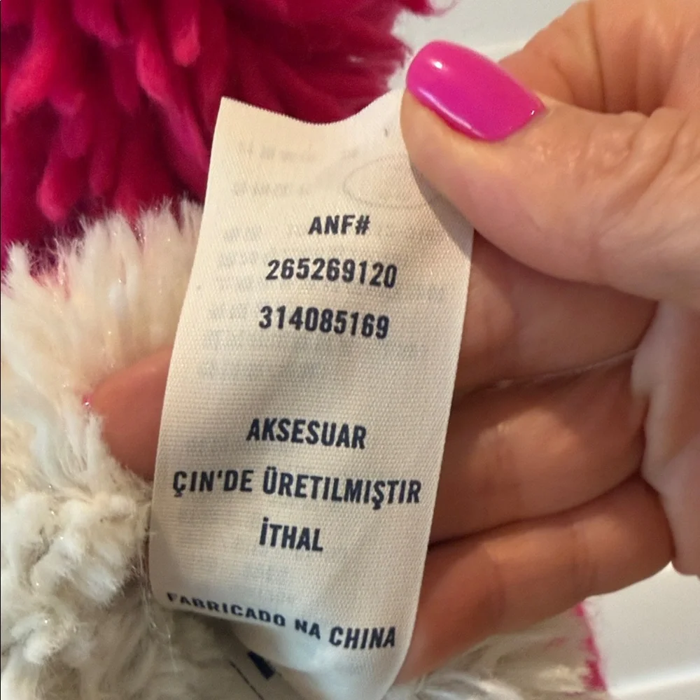 Abercrombie Kids Pink and Gray Pom-Pom Hat